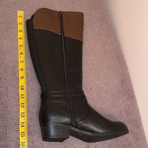 liz claiborne womens trevi riding block heel zip boots